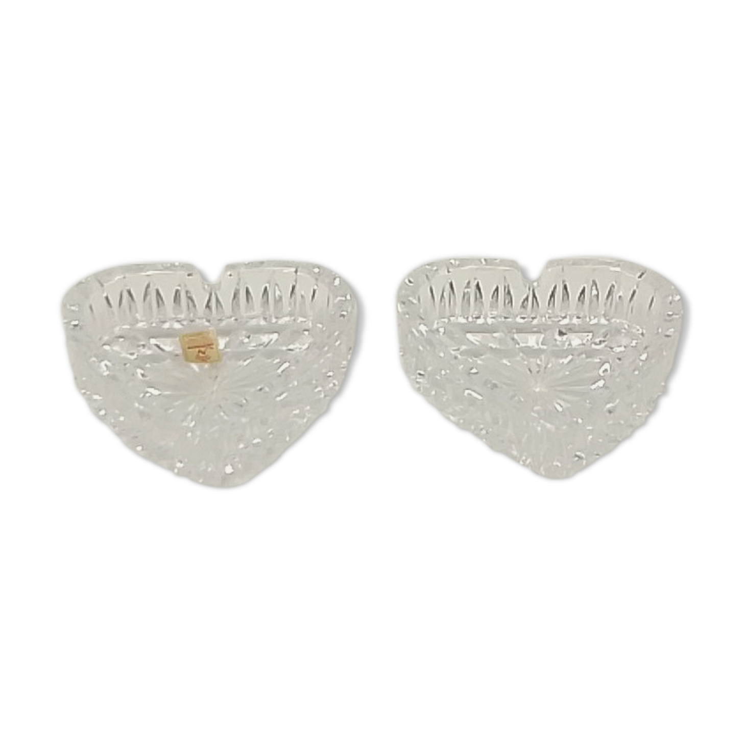Lot of 2 crystal ashtrays transparent heart shape