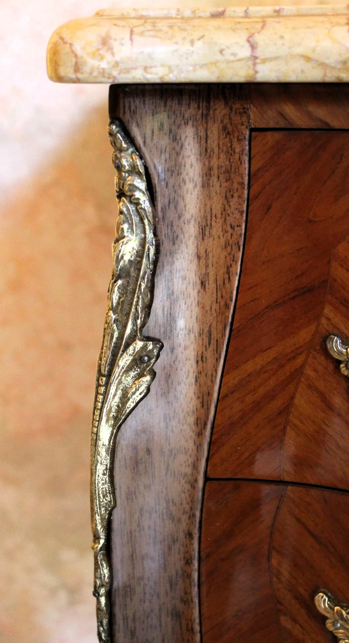 Louis XV style bedside table in marquetry rosewood