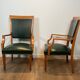 Paire de fauteuils Art déco en chêne et cuir de De Coene Frères