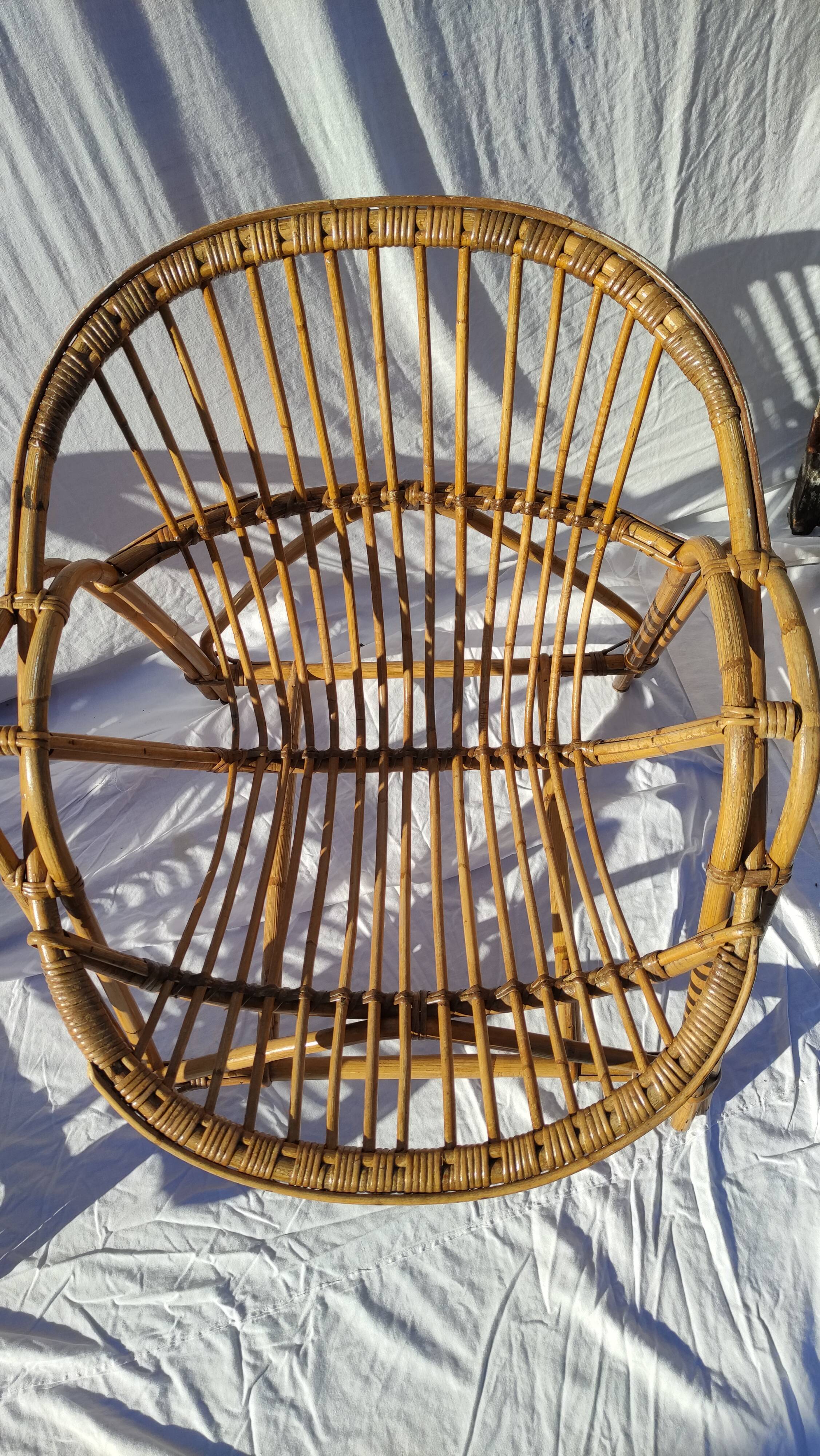 Pair of vintage rattan armchairs