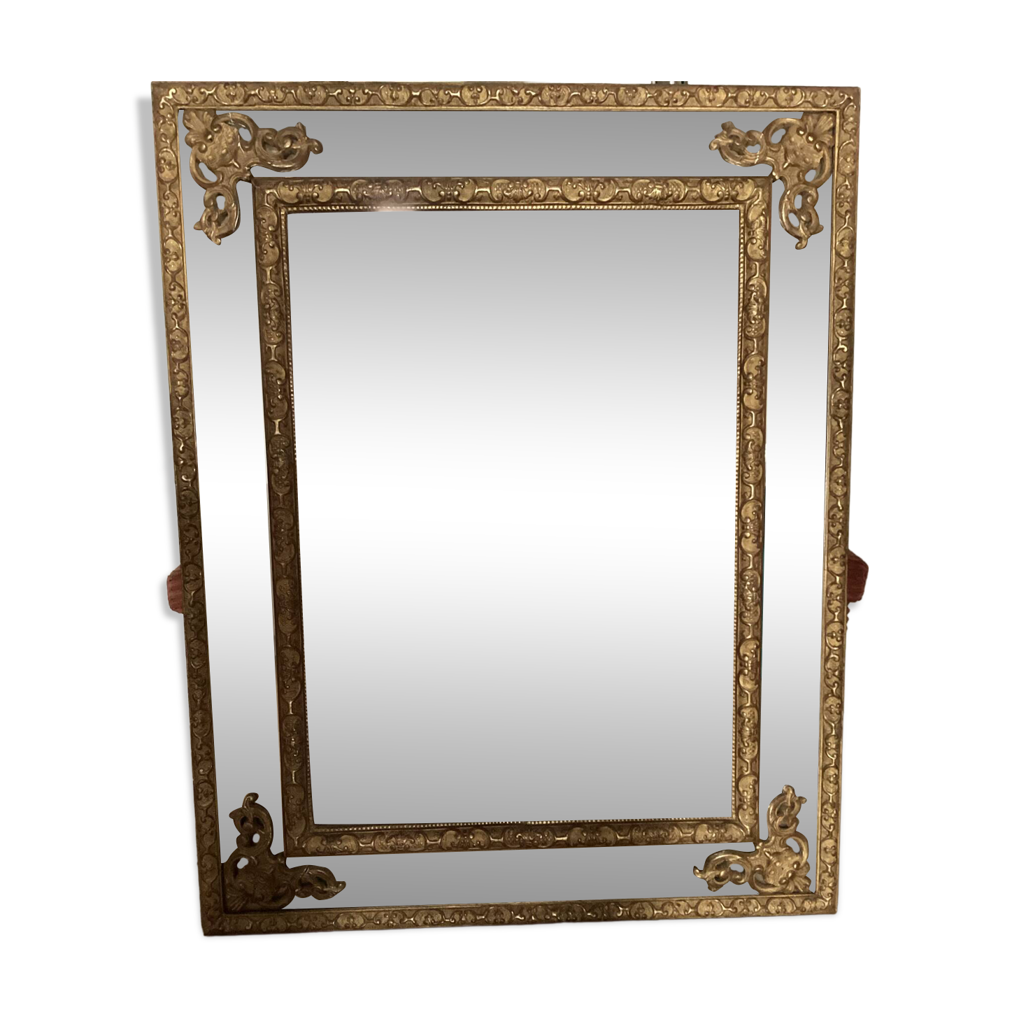 Antique oak mirror, rockwork style, early 20th century.