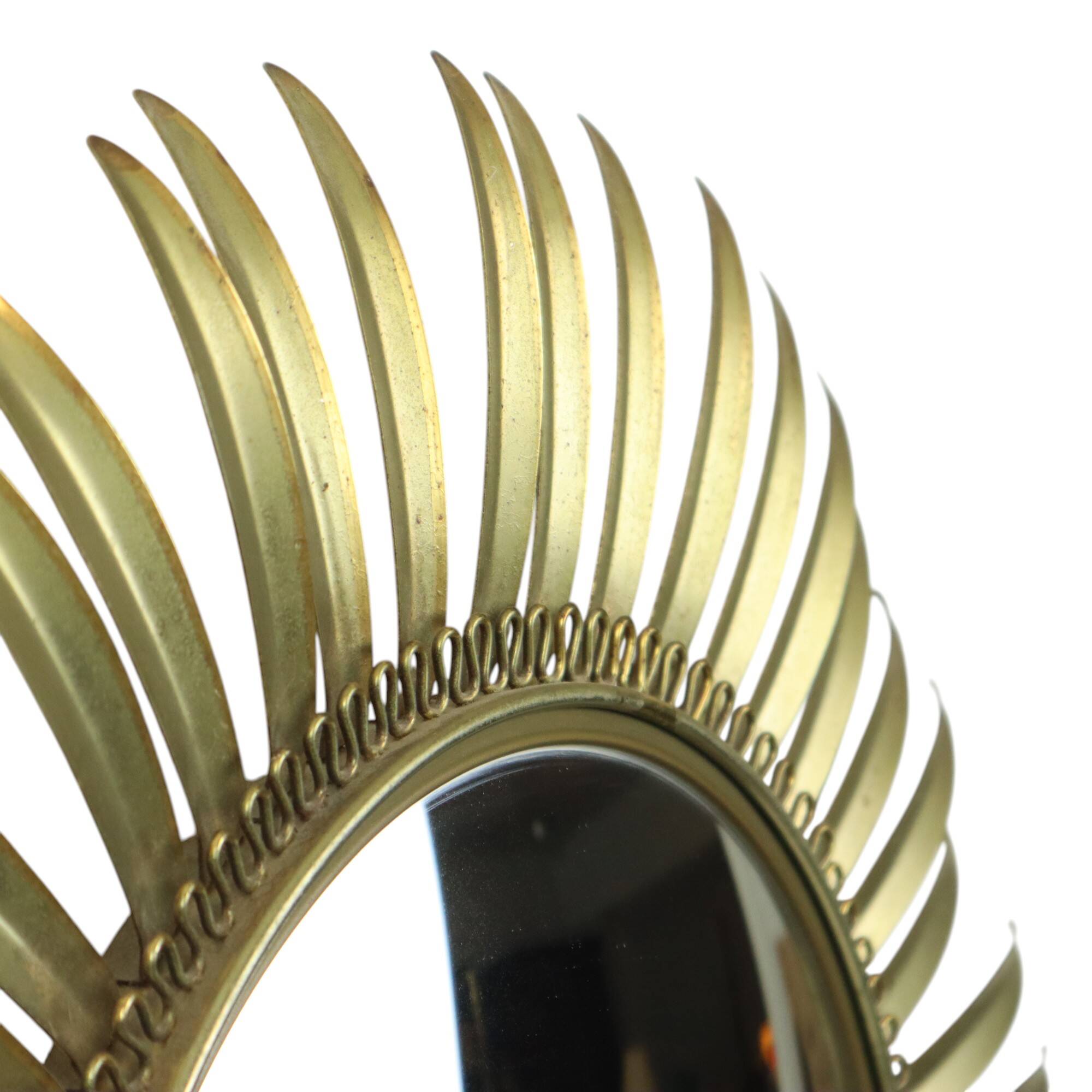 Mid Century Copper Plated Metal Sun Mirror Deknudt Convex 54cm