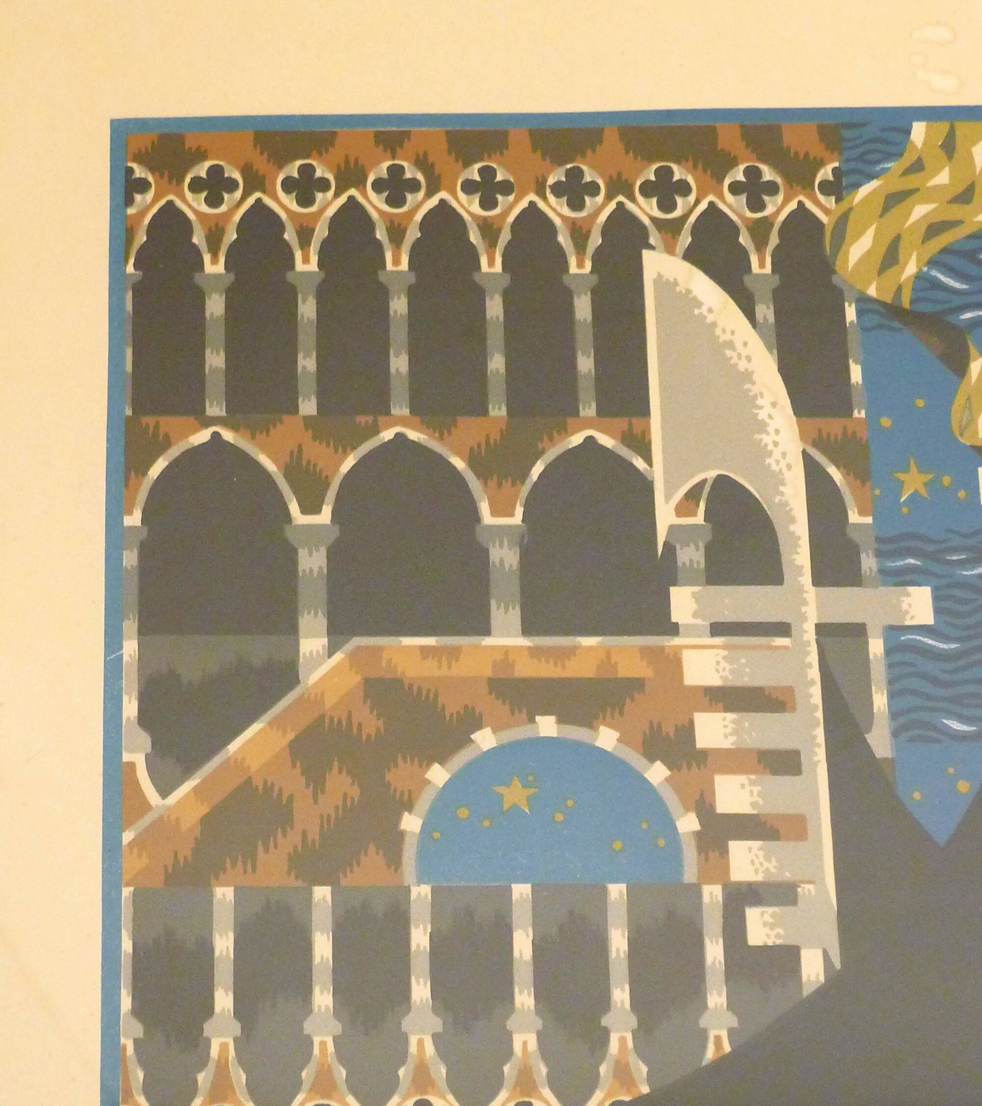 Lithograph Venezia signed J.Picart Le Doux 78cm x 57cm