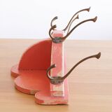 Coat rack in painted wood and vintage brass