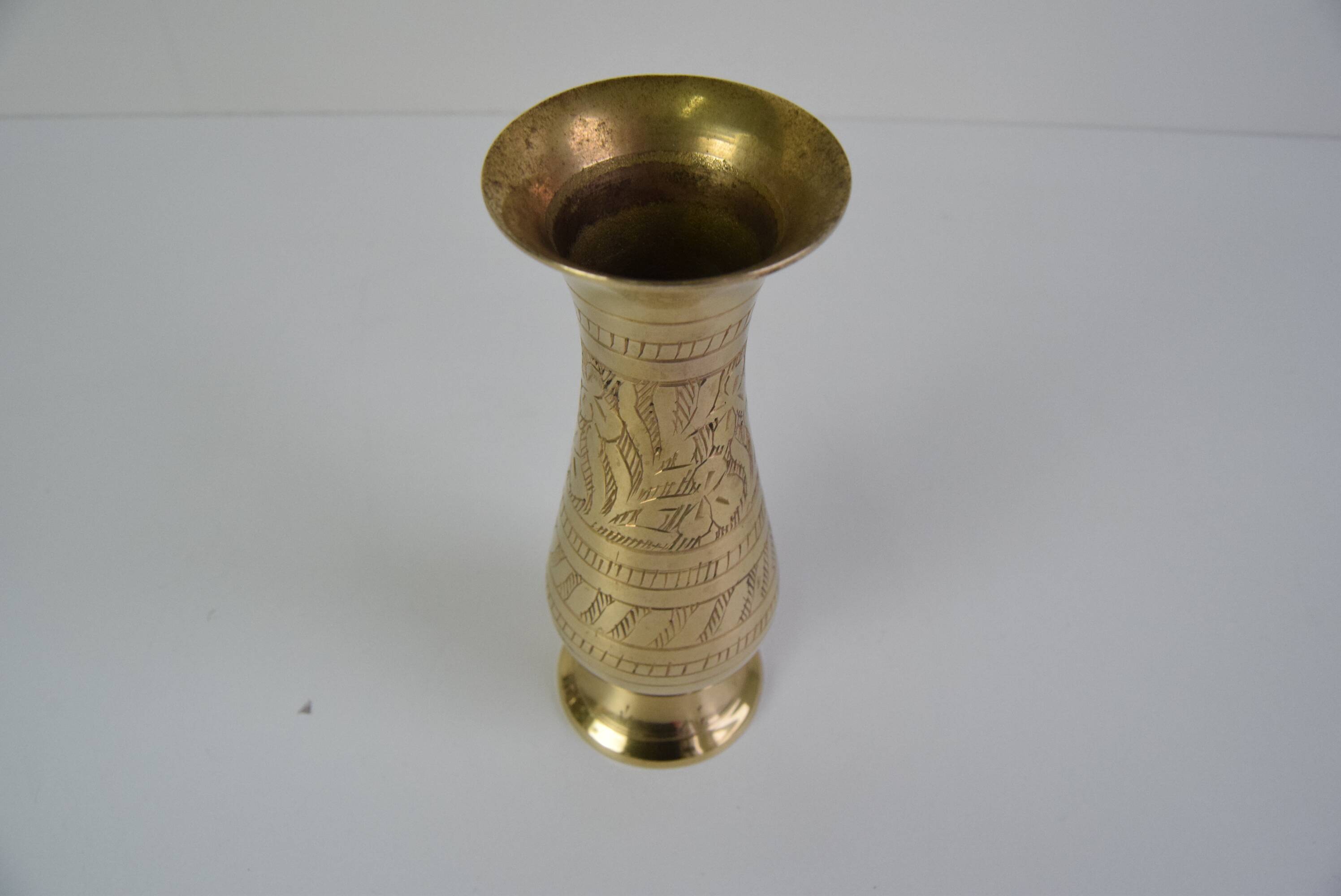 Vintage brass vase, India, 1960's.