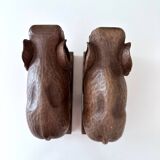Serre-livres éléphants en bois, milieu XXème
