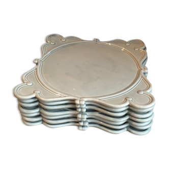 7 square plates in grey blue ceramic