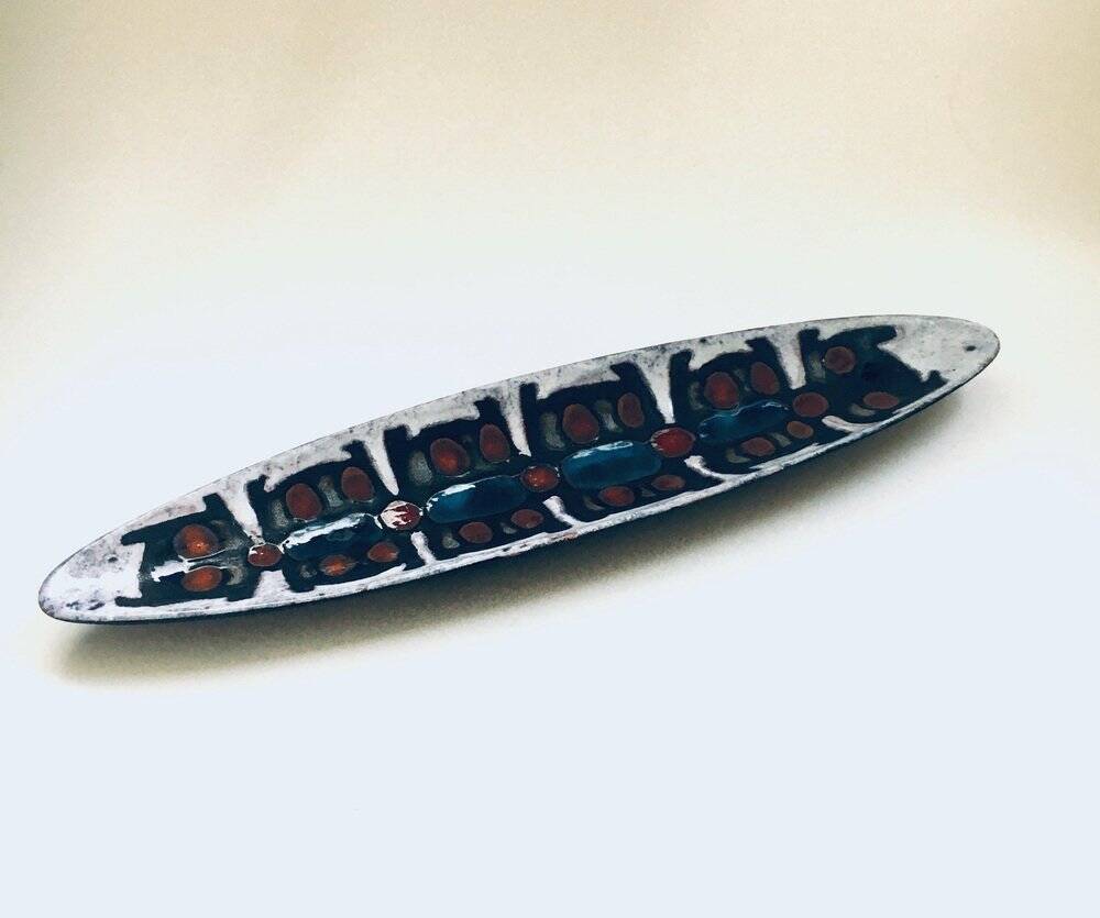 Art ceramic surfboard bowl dish by Rogier Vandeweghe for Perignem Studio, Belgium, 1960s