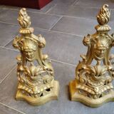 Chenets en bronze doré, XIXe siècle