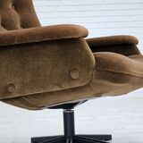 Années 1970, chaise pivotante scandinave vintage, velours, état d'origine.