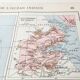 Carte ancienne île de Madagascar en 1950 43x43cm