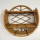 Vintage round rattan wall shelf – 70s bohemian style