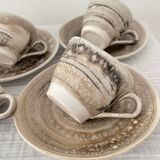 6 Cups and 5 Saucers Ecume model Faïencerie De Niderviller, Made in France