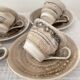 6 tasses et 5 soucoupes modèle écume en faïence de Niderviller