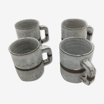 Lot de 4 mugs pintes en grès