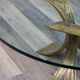 Glass coffee table, 80s design, Luciano Frigerio. Brutalist design