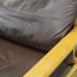 Paire de fauteuils en chêne et cuir L. Olsen & Søn des années 1970, Danemark