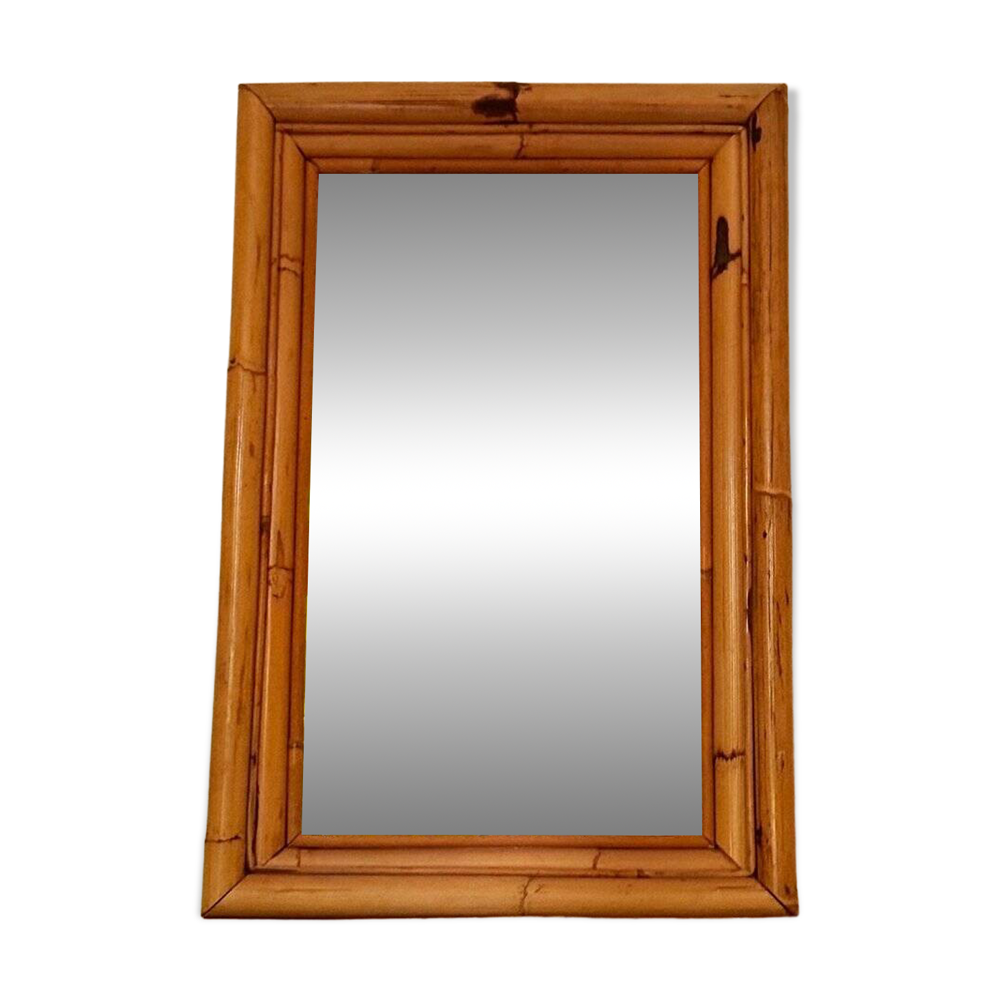 Vintage Spanish mirror in natural bamboo, 1950.