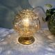 Vintage glass table lamp - amber bubble globe