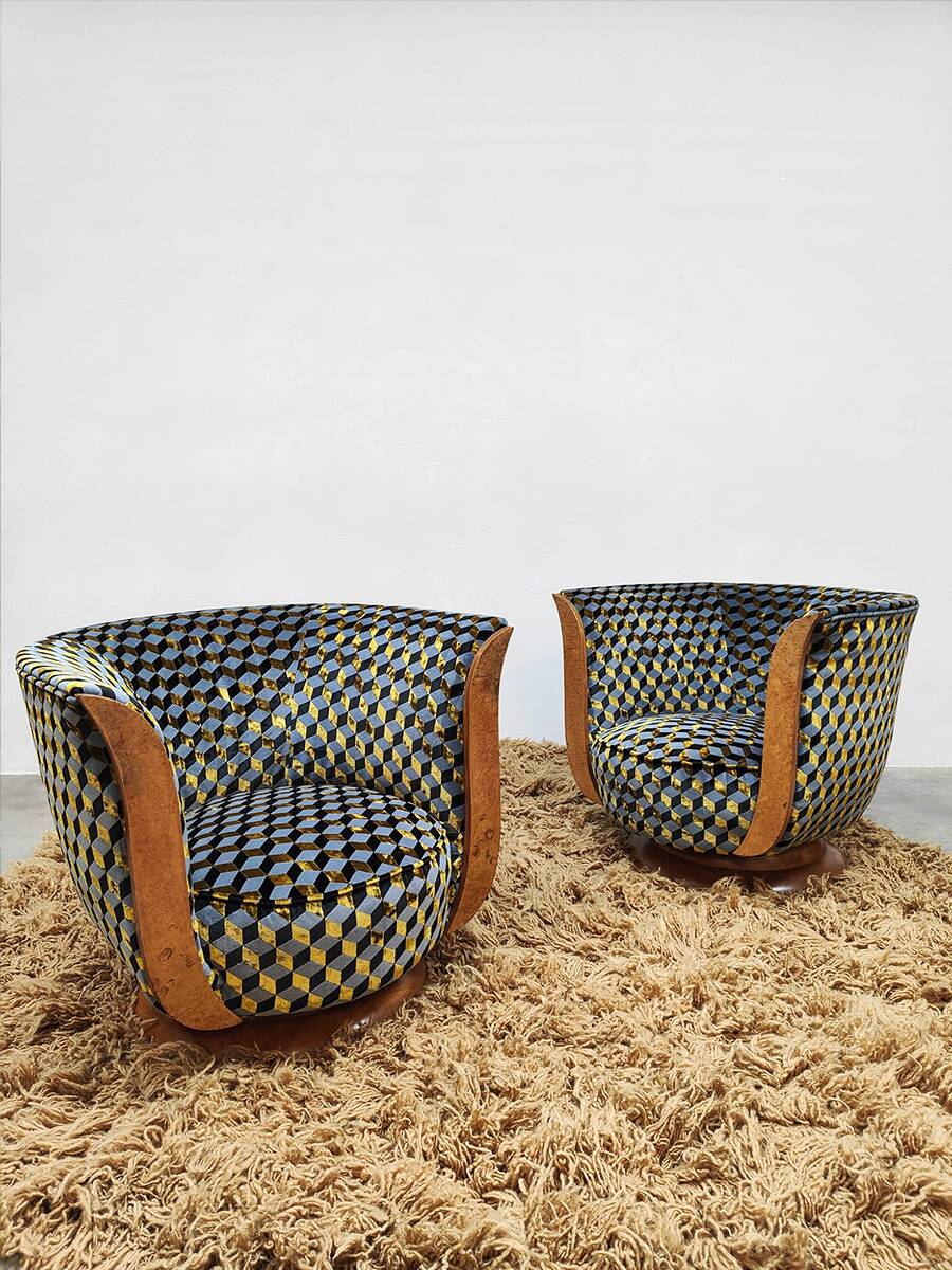 Art deco Tulip lounge chairs hotel 'Le Malandre' model Depose