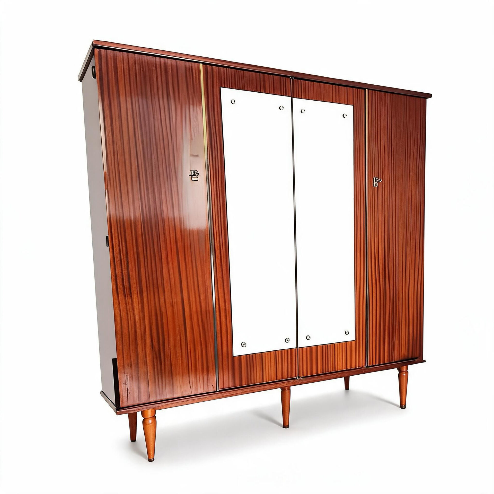 Rosewood wardrobe, mirrors & gilded brass — Art Deco style