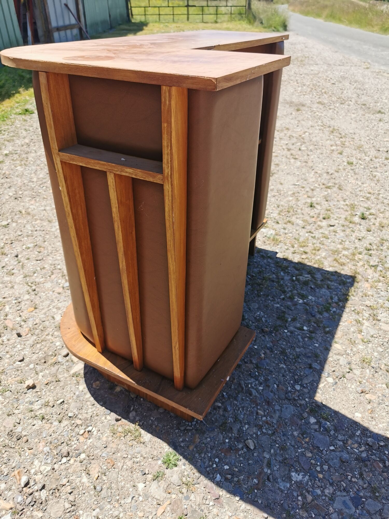 Corner bar and old stool from the 60s/ 70s, seventies skaï, vintage