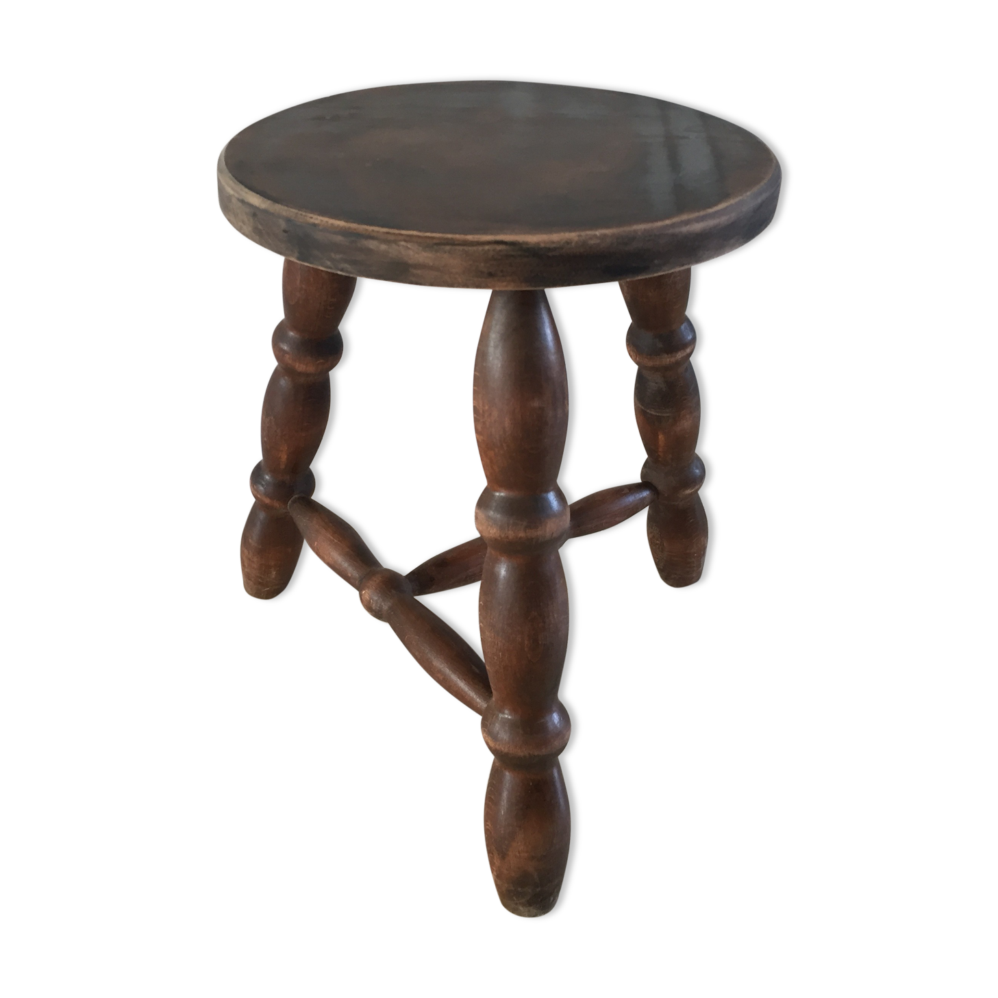 Wooden stool turned vintage tripod
