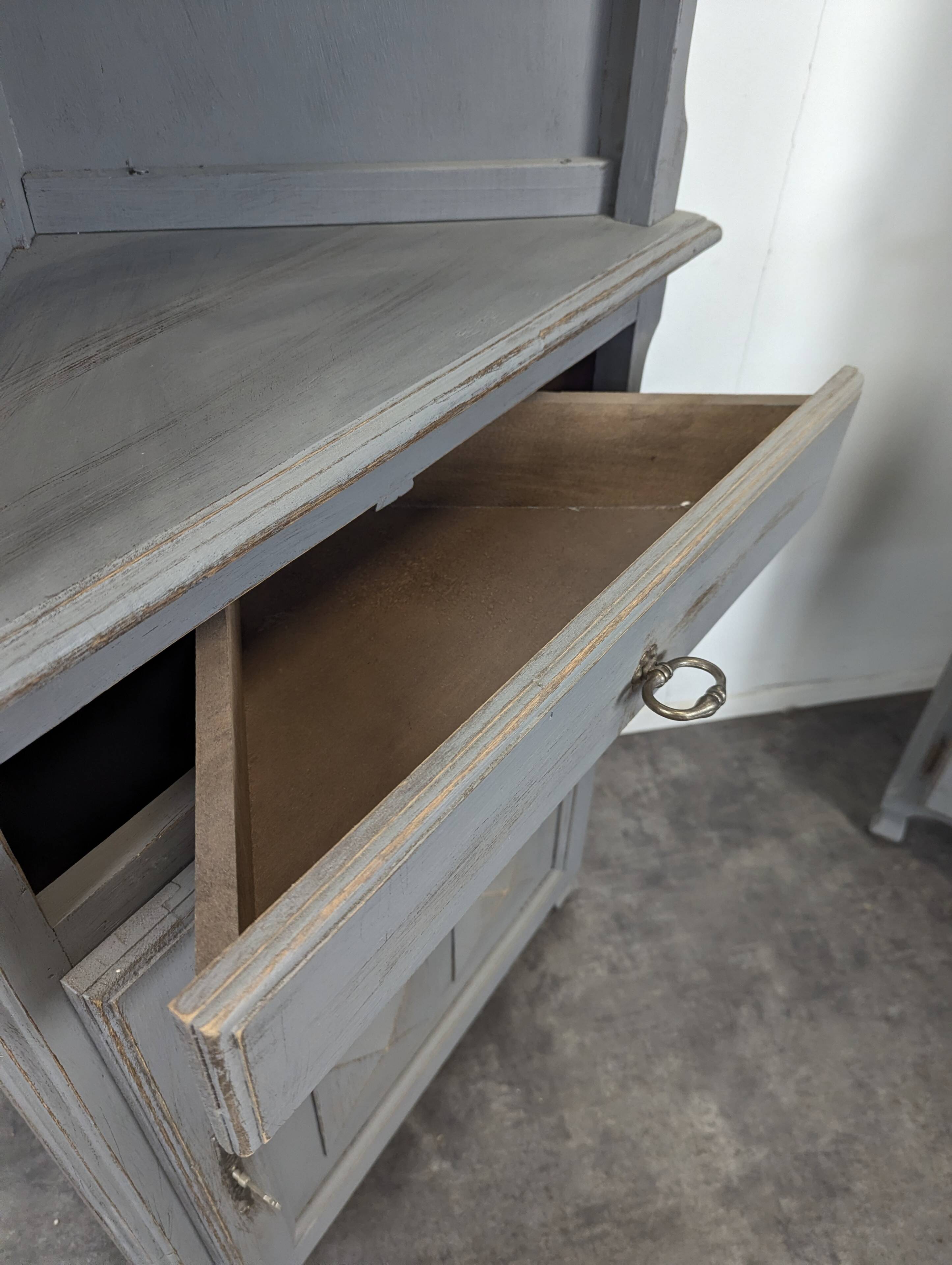 Pair of re-edged corner cabinets