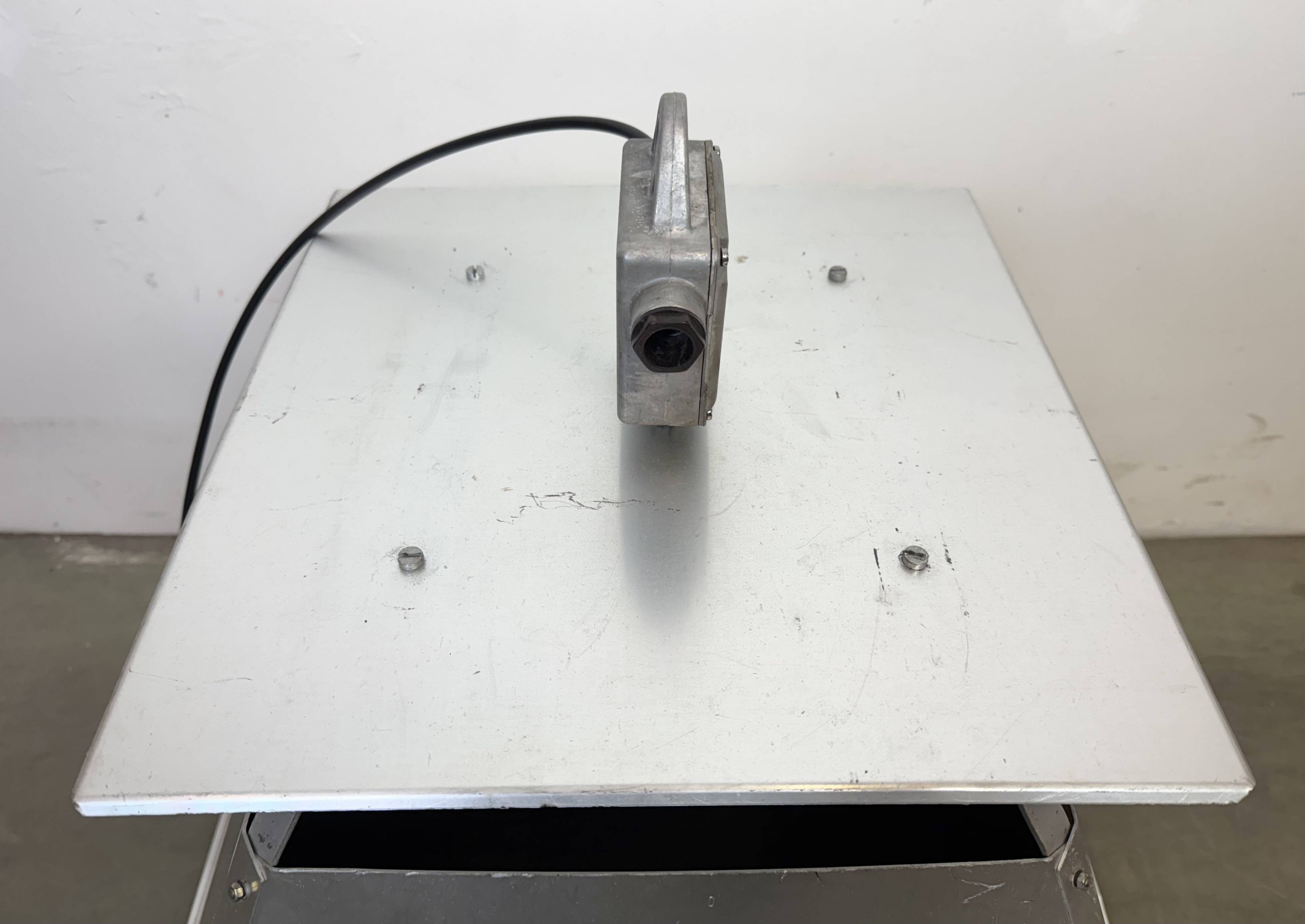 Large Silver Industrial Factory Pebdant Lamp, 1970s