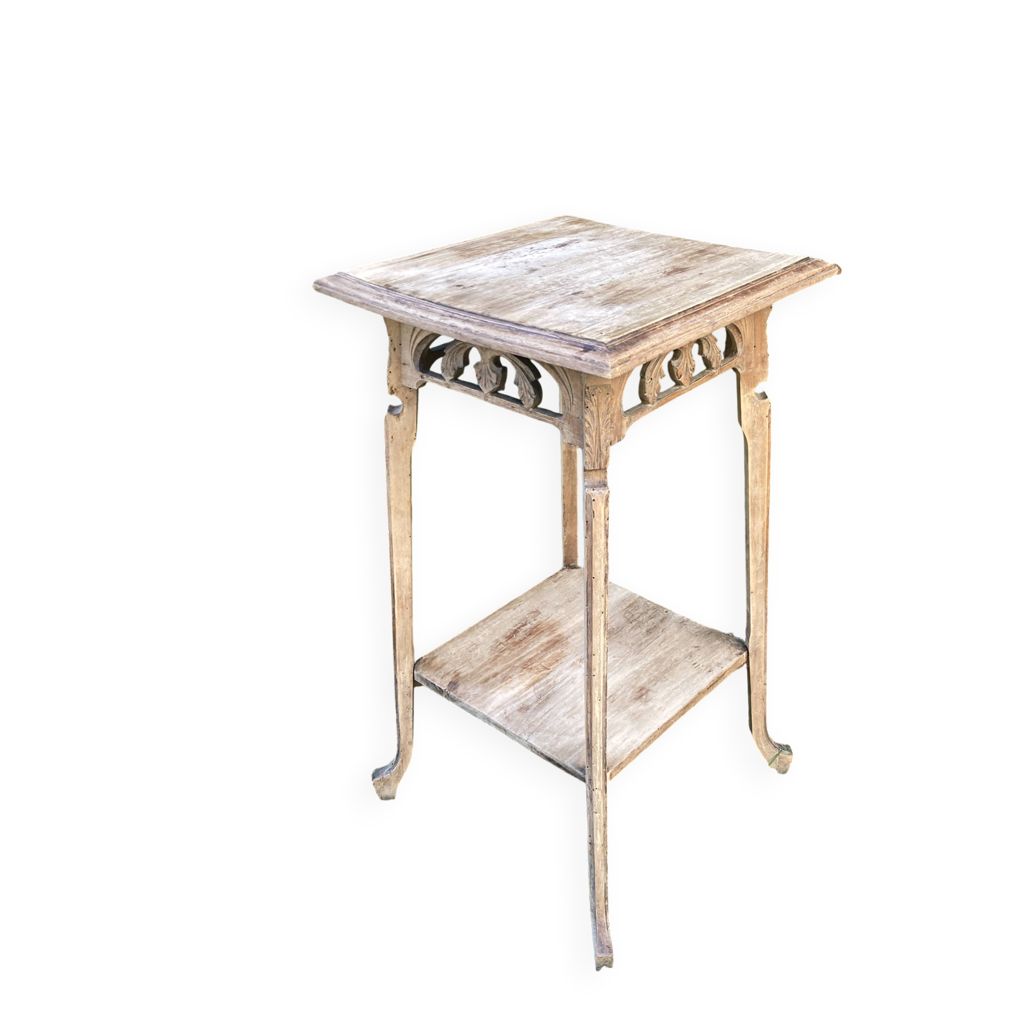 Antique stool - early 20th century - raw wood