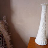 Soliflore en verre moulé blanc