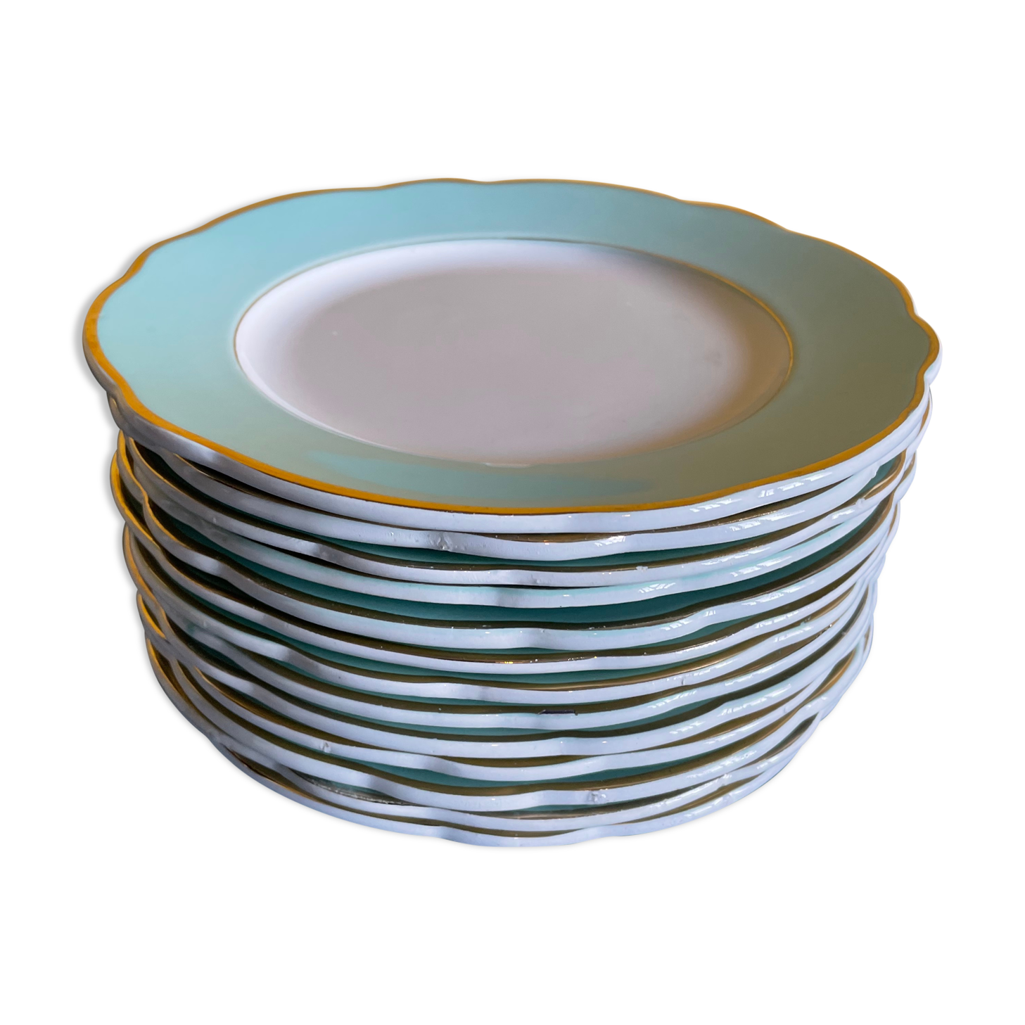 Set of green plates of water