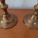 Pair of large bronze or brass candle holders