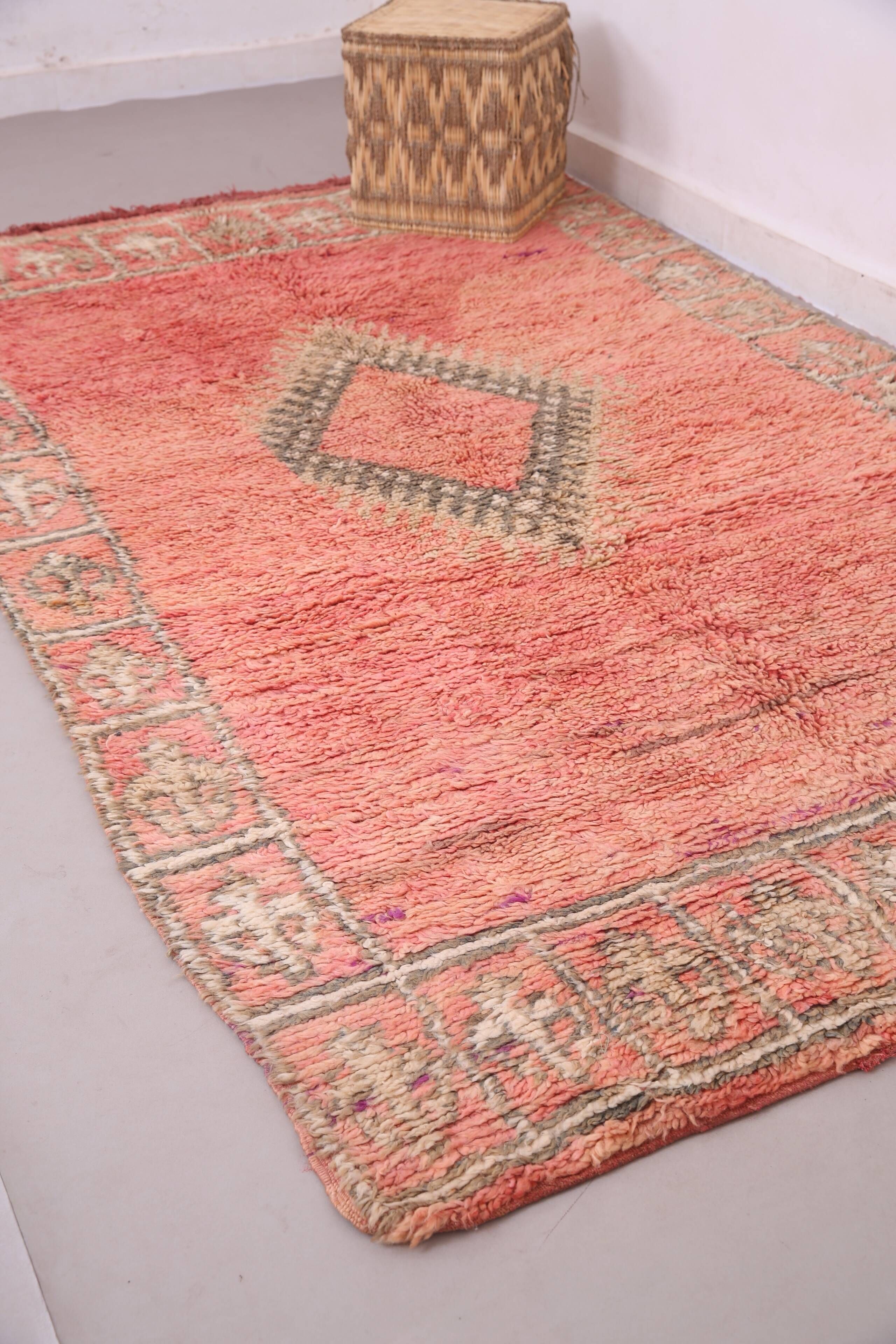Peach Vintage Moroccan Rug 166 x 277 cm - Berber Wool Rug - Handmade Rug