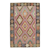 Tapis Kilim vintage multicolore 7x10, motif Kilim, 207x311 cm