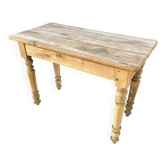 Table bistrot XIXé en noyer décapé rustique