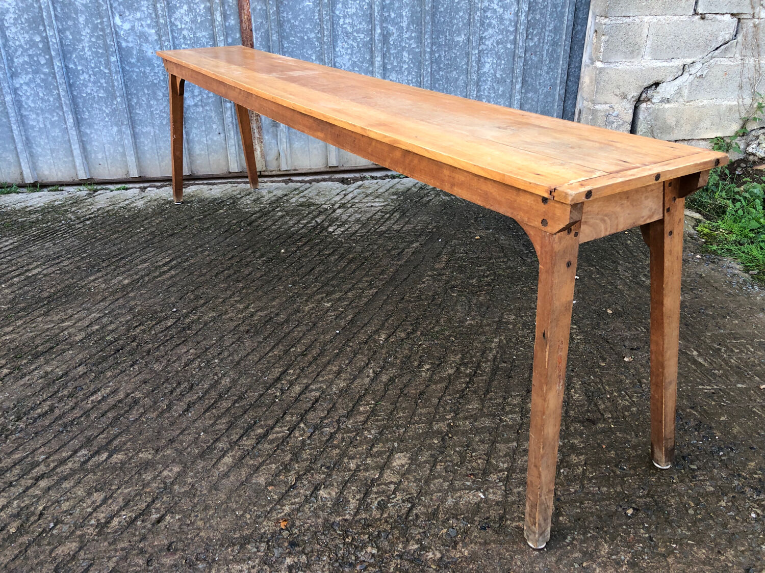 Table console vintage en hêtre massif