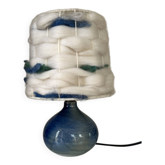 Ceramic lamp and wool lampshade from the 60s and 70s