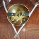 1960s double brass wall light - White glass globe