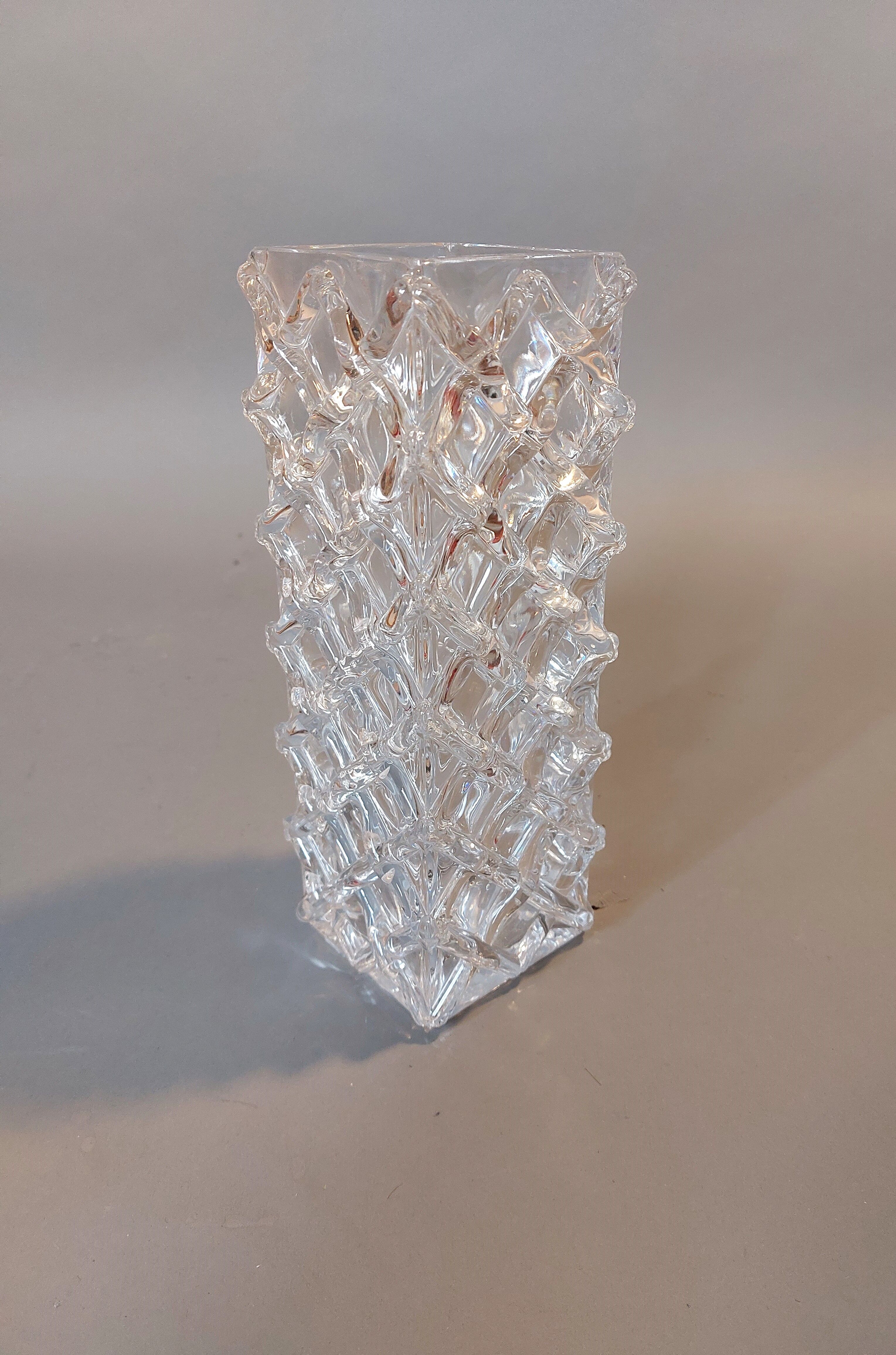 Molded glass vase cross 1940