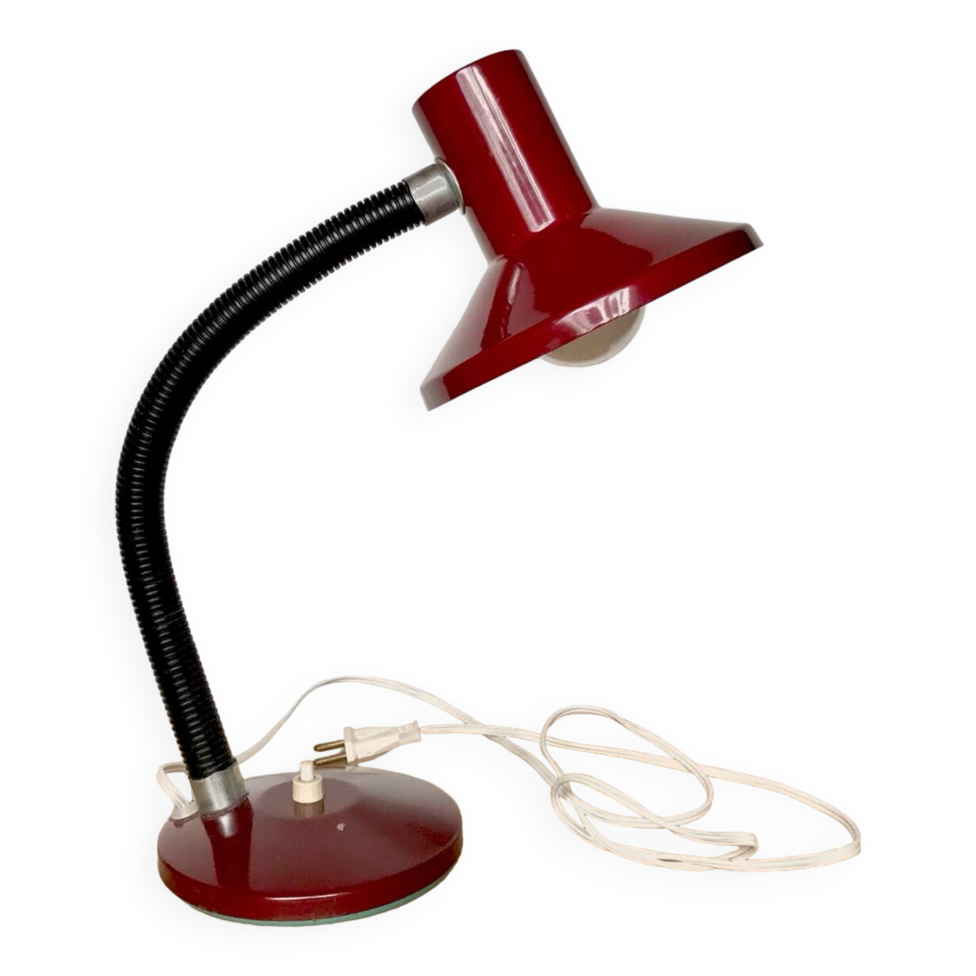 Vintage flexible burgundy metal desk lamp