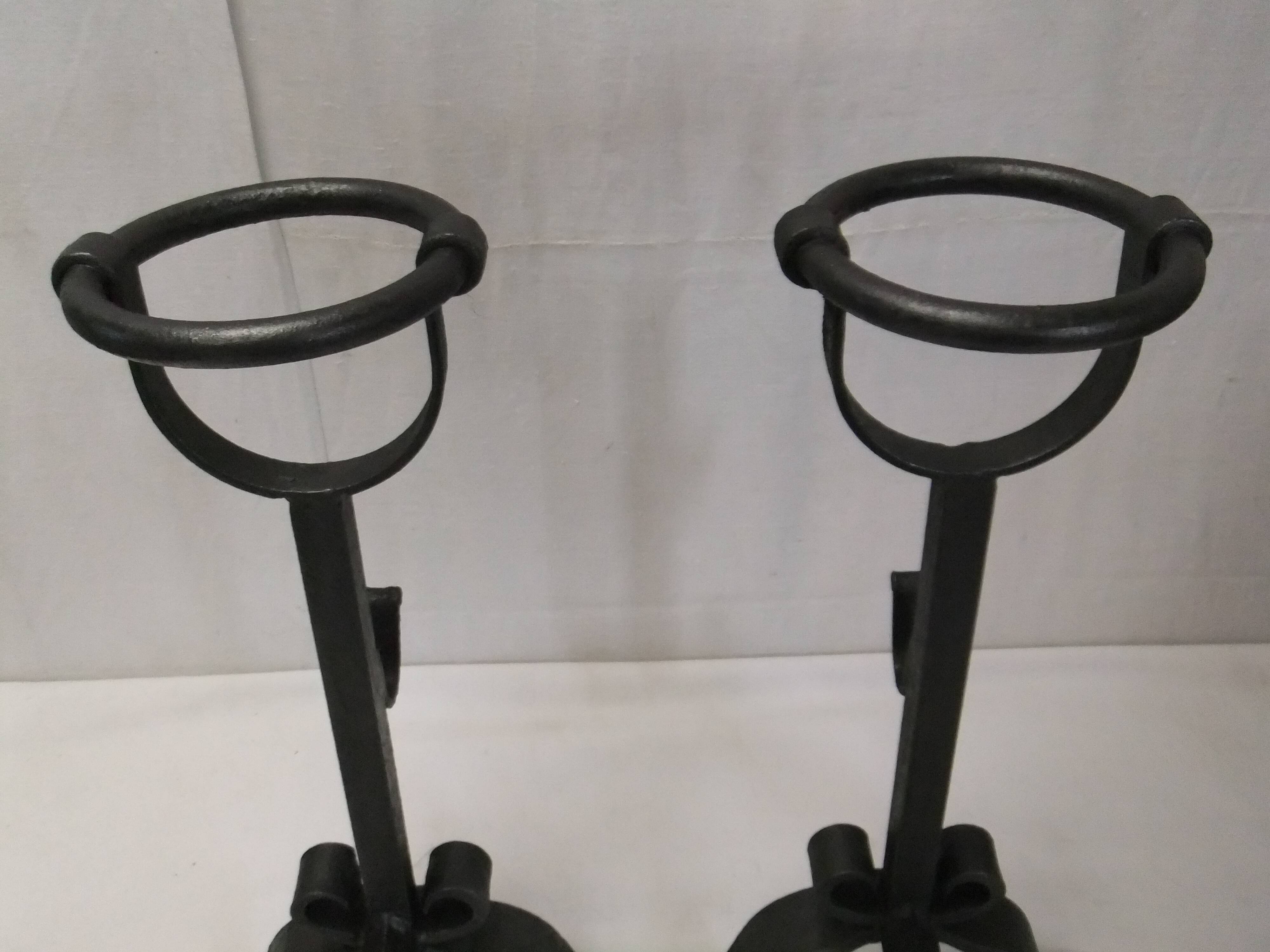 Old cast iron bowl Landier firewood fireplace accessory