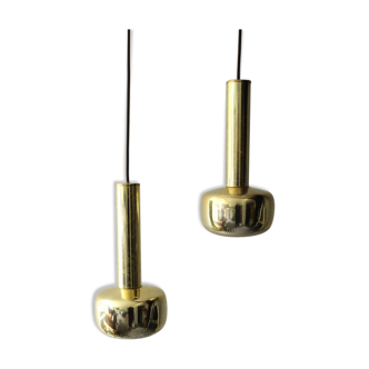 Pair of suspensions "Guldpendel" vintage brass by Vilhelm Lauritzen for Louis Poulsen
