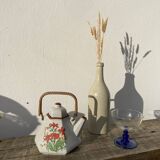 Japanese teapot 80s with flower and bamboo decoration