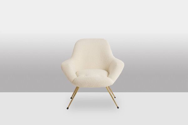 Paire de fauteuils cocktail en laiton doré. Années 1960.