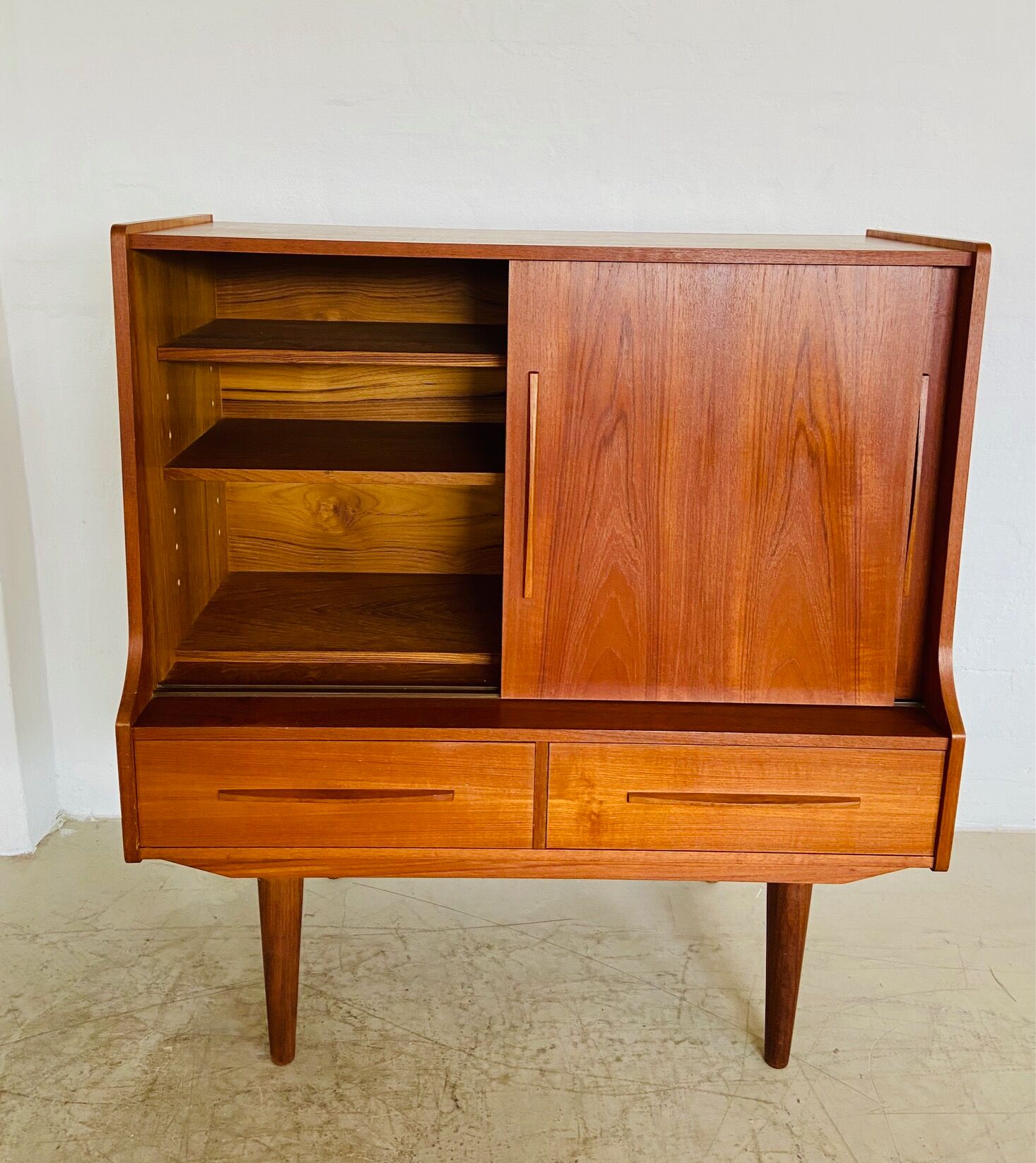 Vintage Danish mid-century teak bar cabinet 1960
