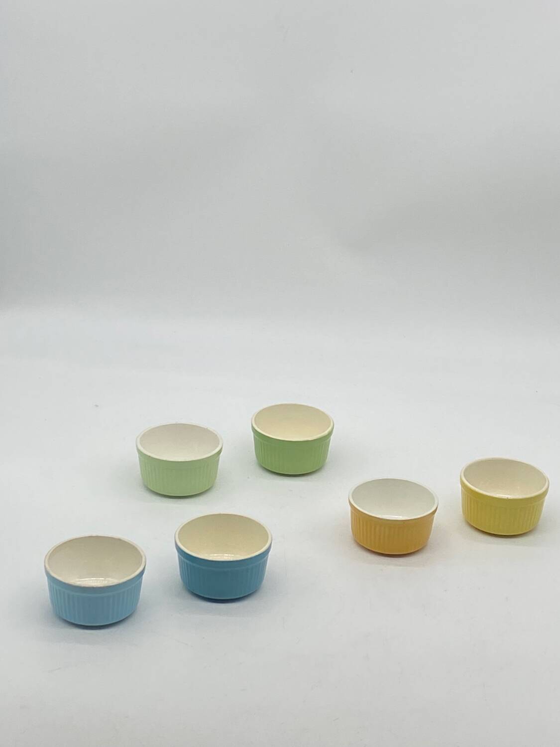 Lot / series of 6 ramekins Digoin France , vintage, pastel,