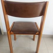 Suite de 6 chaises Luigi Gorgoni – Roche Bobois – Orme massif & Cuir – Vint