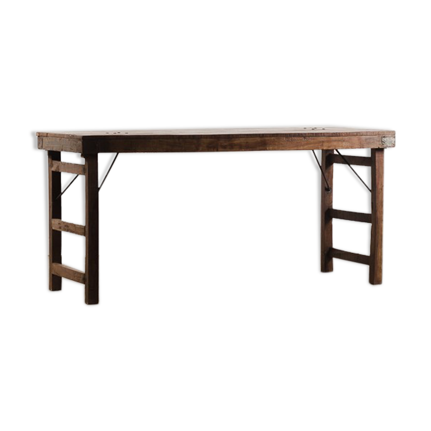 Console vintage industrielle pliable en bois