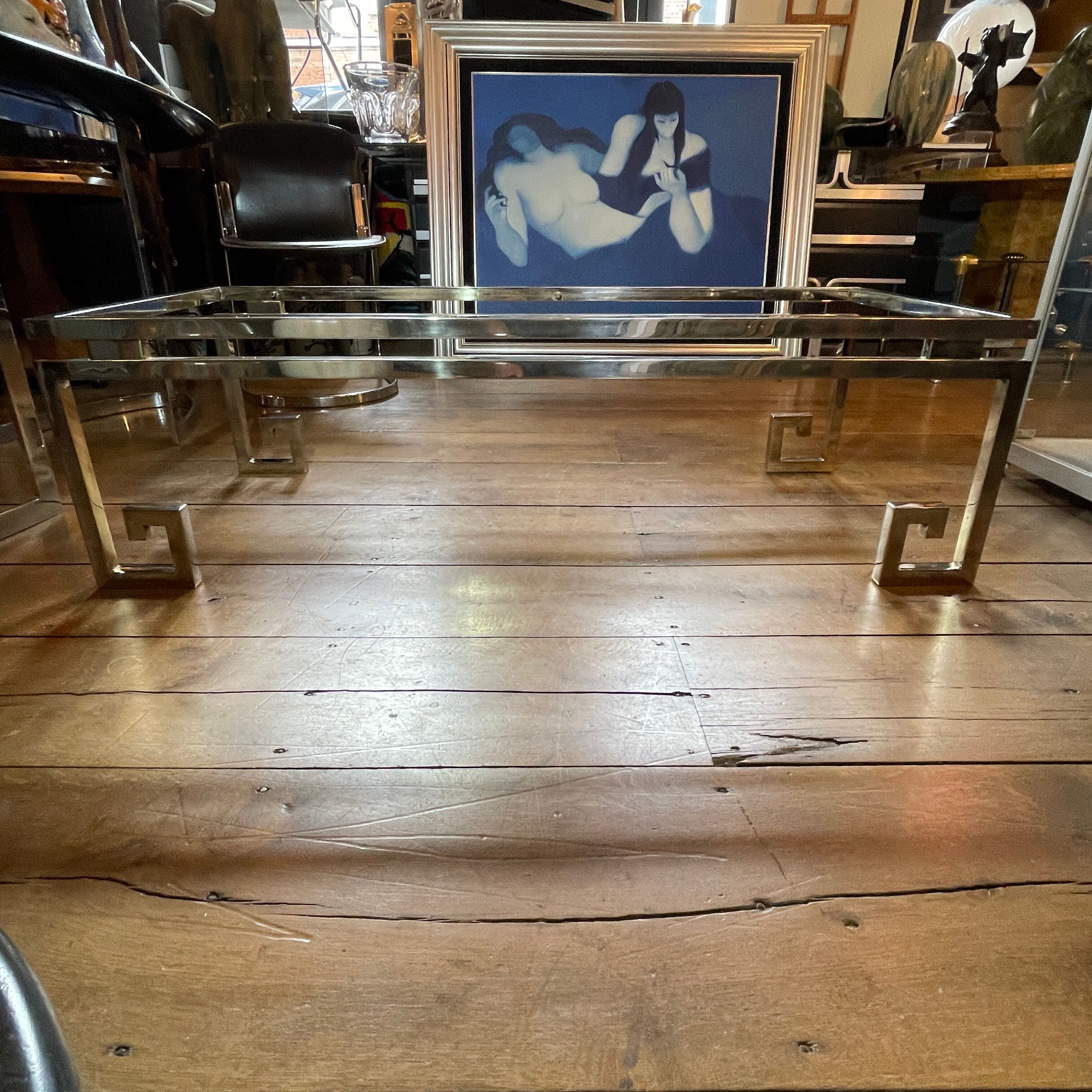 Belgo Chrome Coffee Table in Hollywood Regency Style